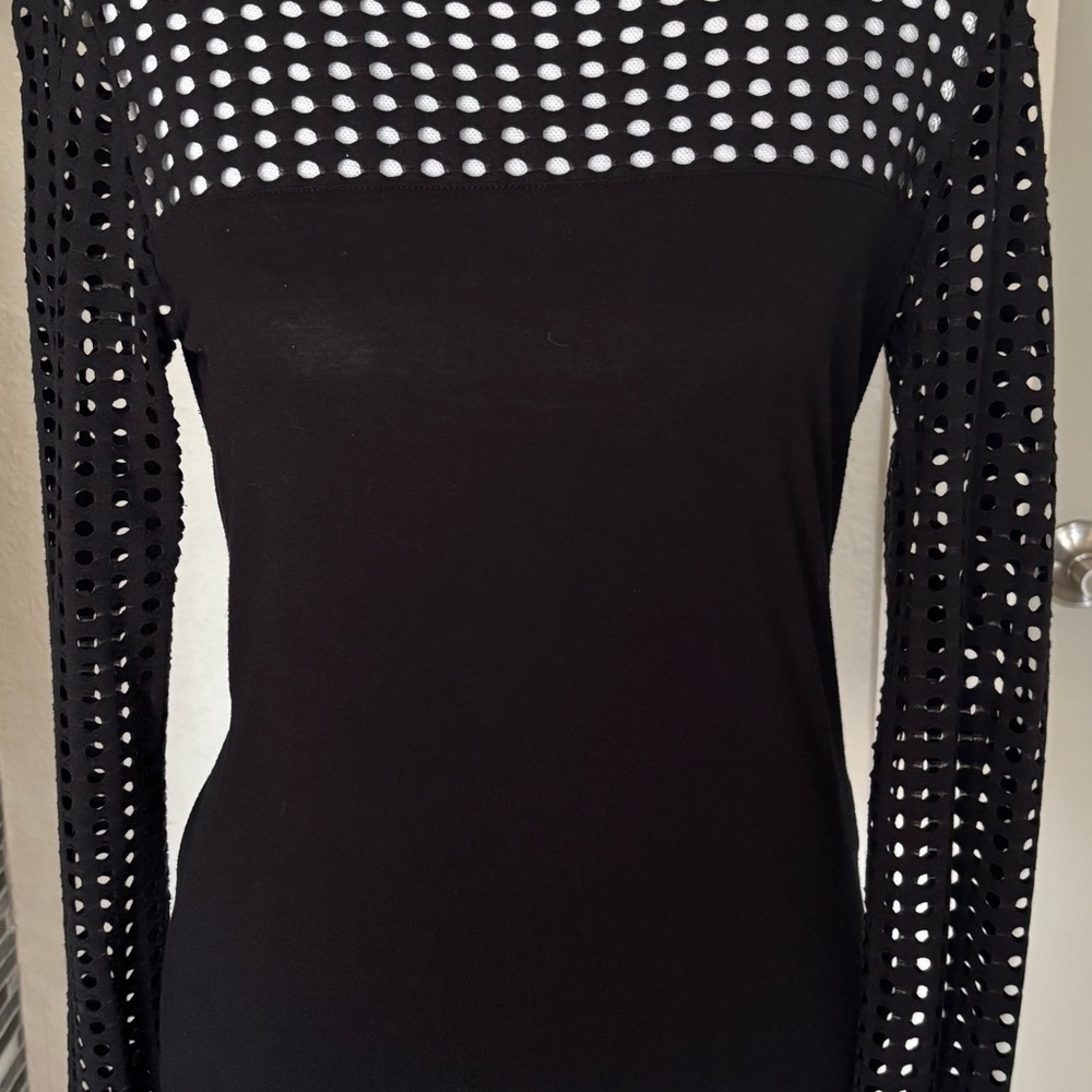 Armani Exchange Black Cutout Sleeve Blouse
